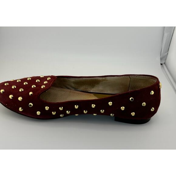 Michael Kors Ailee‎ Flat Suede Burgundy and Gold Suede Studded Flats 9.5 - Picture 10 of 14